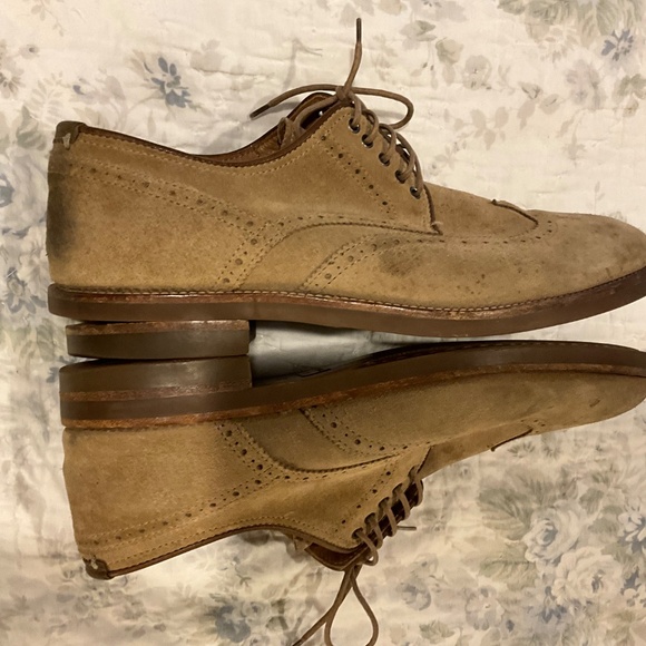 Aquatalia Carson Wingtip Light Brown Tan Suede Oxford Brogue Size 12 $450 - Picture 8 of 11